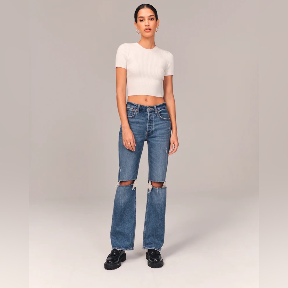 Abercrombie distressed low rise jeans